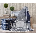 thumbnail image 6 of LR Home Sterling Checks Braided Plaid Throw Blanket, Navy Blue & White, 50" x 60", 6 of 7