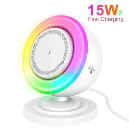 Wireless Charger for iPhone Magnetic Charging Station with Bluetooth Speaker and RGB Light 15W Phone Charger for iPhone 17 16 15 14 13 12 White Wireless Charger for iPhone Magnetic Charging Station with Bluetooth Speaker and RGB Light 15W Phone Charger for iPhone 17 16 15 14 13 12 White