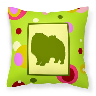 Green Fabric Decorative Pillow with Dog Silhouette