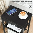 thumbnail image 5 of HOOBRO 3-Tier 15" End Table with USB Port & Adjustable Shelves Living Room Brown BB112BZ01, 5 of 10
