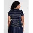 thumbnail image 3 of Terra & Sky Women's Plus Button Front Sweater Top with Short Sleeves, Lightweight, Sizes 0X-5X, 3 of 5