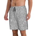 thumbnail image 2 of Fuzoiu GlitterSilver Print Men's Beach Shorts,Men's Swim Trunks,Quick Dry Board Shorts with Pockets,Men's Bathing Suits for Surfing, Running, and Casual Wear-X-Large, 2 of 6