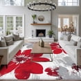 thumbnail image 4 of Red Spring Floral Area Rug 6x9 FT, Non Slip Living Room Throw Carpet, Summer Flowers Botanical Washable Soft Large Floor Carpet Non-Shedding Rug for Bedroom Dining Room Play Room, 4 of 9