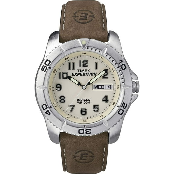 Timex Mens T46681 Expedition Traditional Brown Leather Strap Watch