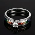 thumbnail image 5 of K-KED Fashion Six Color Accessories With Zircon Stainless Steel Rainbow Color Rings, 5 of 6