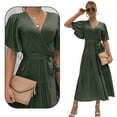 thumbnail image 3 of Vestido de fiesta para dama de honor sin mangas con escote en V largo y volantes para mujer, 3 of 6