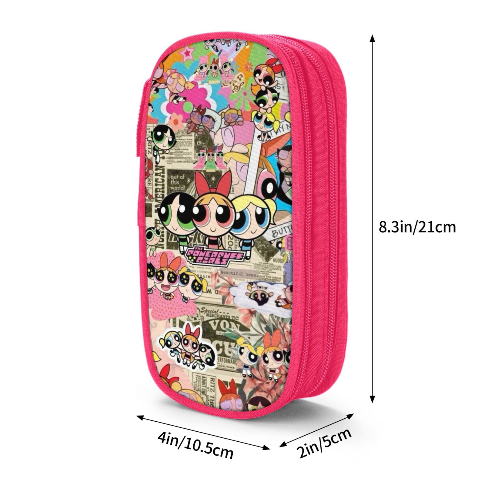 The Powerpuff Gi-rls Pencil Case Large Capacity Pencil Pouch Penbag Office Stationery Organizer Travel Makeup Bag Pink