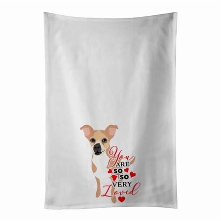 Carolines Treasures WDK3849WTKT 28 x 19 in. Unisex Chihuahua Gold & White So Loved White Dish Towels Kitchen Towel - Set of 2