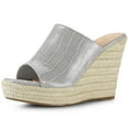 thumbnail image 1 of BLISSFUL STEP Sandales Compensées à Plateforme à Enfiler à Bout Ouvert pour Femmes Gris 8, 1 of 6