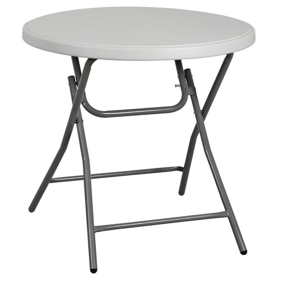 Beran7 2.6 ft Round Cocktail Table, Indoor Outdoor Portable High Top Table, Plastic Round Bar Height Folding Table for Party Wedding Event, White