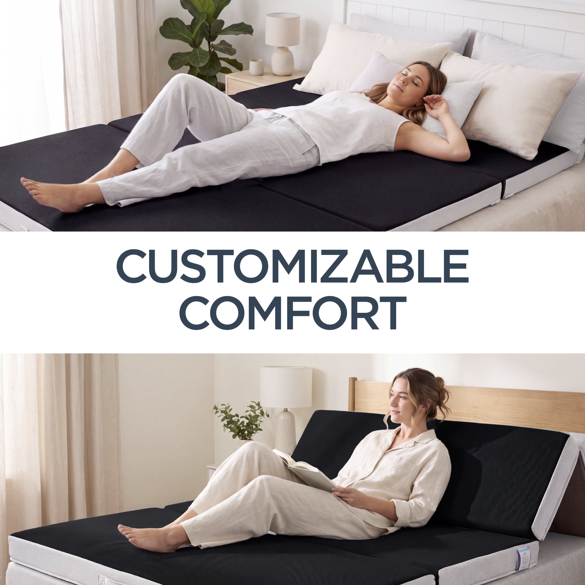 Best Choice Products 4in Thick Folding Portable Twin XL Tri-Fold Mattress w/ Carry Case, Washable Cover - Onyx Black