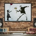 thumbnail image 2 of wall26 Framed Canvas Print Wall Art Banksy Flower Thrower &amp; Balloon Girl Graffiti &amp; Street Art Pop Culture Illustrations Pop Art Bohemian Dark for Living Room, Bedroom, Office - 16"x24&q, 2 of 5