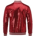 thumbnail image 3 of Cloudstyle Mens Sequins Nightclub Styles Zip up Varsity Baseball Bomber Jacket, 3 of 5