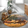 thumbnail image 4 of Wild Elk Forest Round Rug 3ft Washable Circle Entryway Rugs Non Slip Autumn Grass Trees Animals Oil Painting Area Rug Indoor Floor Carpet for Bedroom Kitchen Living Room Home Office Dining Room, 4 of 8