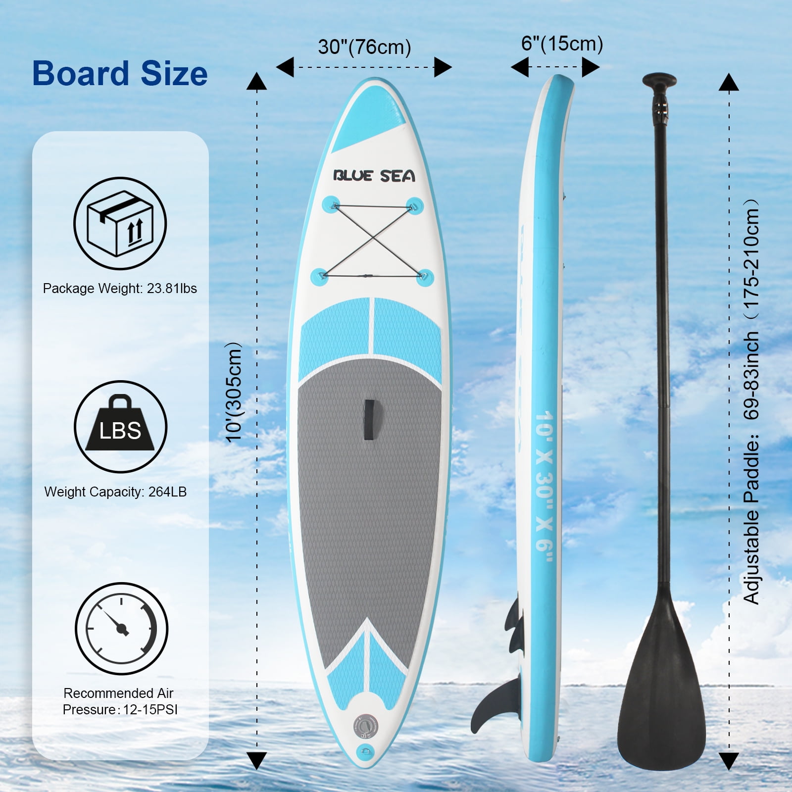 XKZJPG 10' Inflatable Stand-up Paddle Board, Extra Wide Design for Yoga & Fishing, Includes Backpack