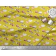 thumbnail image 3 of Soimoi Yellow Cotton Jersey Fabric Rabbit Animal Decor Fabric Printed Yard 58 Inch Wide, 3 of 3