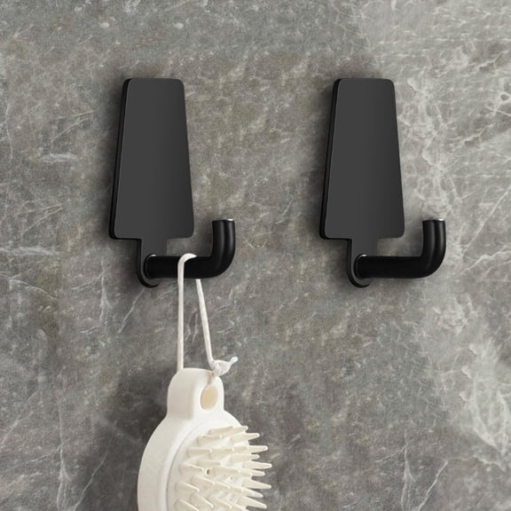 Nkmbld Adhesive Towel Hooks for Bathrooms, Stainless Steel Strong Load-Bearing Hook Kitchen Bathroom Towel Rack Wall Hanging Non Perforated Hook, Black