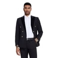 thumbnail image 2 of Tazzio Skinny Fit Double Breasted 2pc Suit Set with Velvet Peak Lapel, 2 of 4