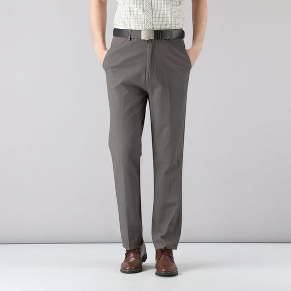 Yaoyar Men's Casual Relaxed Fit Straight Legs Pants Daily Thin Casual Business Pants(Dark Gray,34)