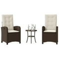 thumbnail image 1 of vidaXL 3 Piece Bistro Set with Cushions Brown Poly Rattan, 1 of 5