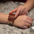 thumbnail image 3 of Pavilion - Red & Gold Flourish Fashion Cuff Bracelet - One Size Fits All, 3 of 7
