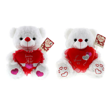 Mozlly Value Pack - Mozlly Super Soft Plush White LED Lights and Singing Bears - Love is in the Air Heart AND I Love U - Love Me Tender - 14 inch - Valentines Gifts - 2 Items - Item #K161001-161002