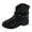 Black, variant on Huowey Girls Bow Decor Braided Detail Zip Side Western Boots Kids Ankle Boots Girls Low Heel Riding Booties With Zipper
