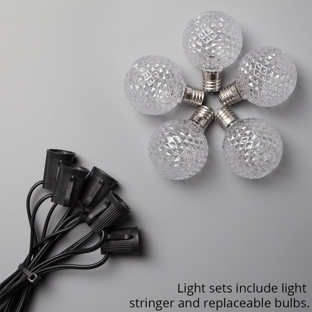 Wintergreen Lighting OptiCore Outdoor Globe String Lights, Heavy Duty G50 Patio String Globe Lights, Clear Globe String Lights