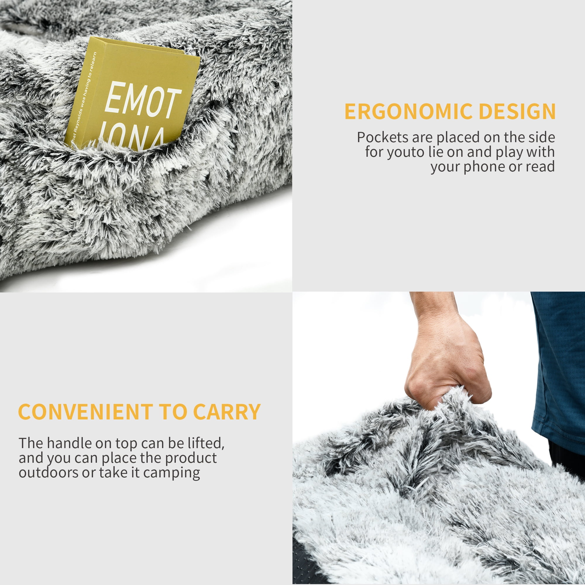 Uforic Oversized Memory Foam Human Dog Bed with Blanket & Pillow, Grey