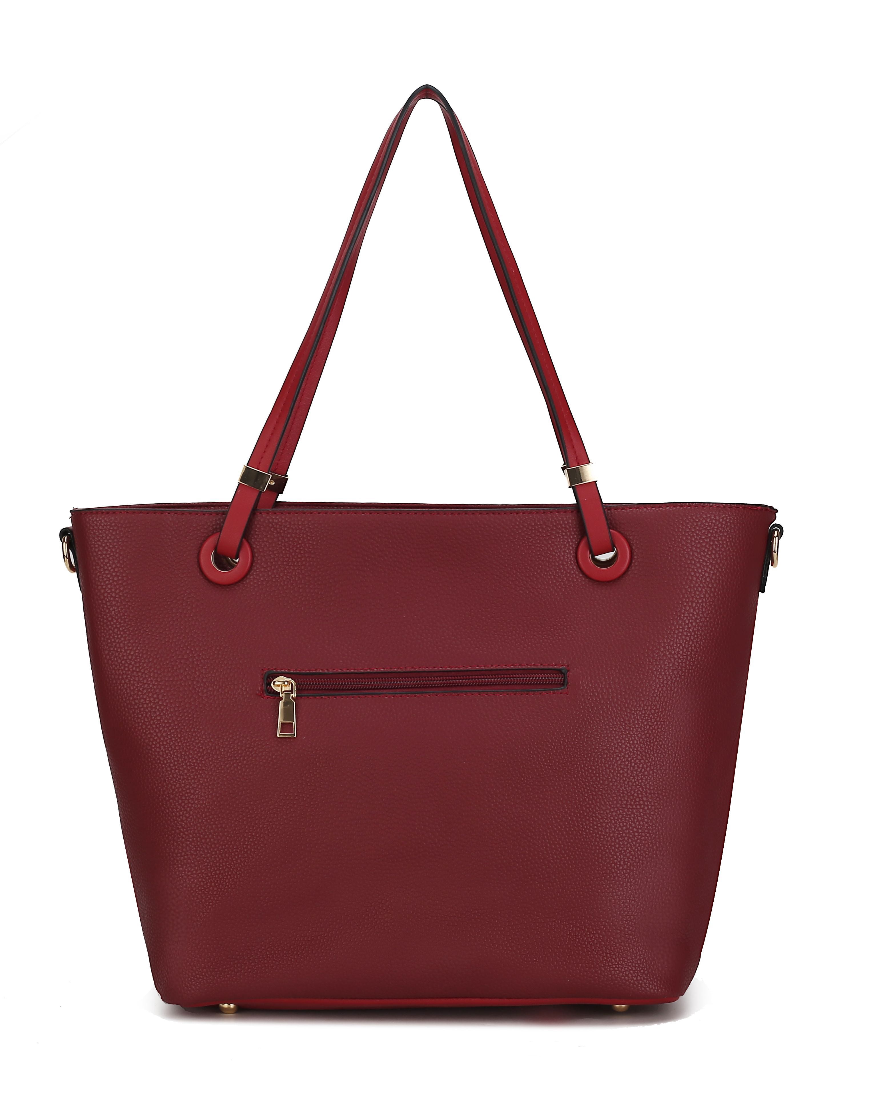 MKF Collection Vallie Tote Bag and Matching Wallet for Women - Vegan Leather Handbag Shoulder Purse for Travel Work and School by Mia K -Lilac Silver