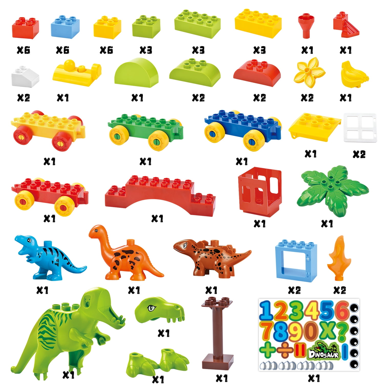 Jurassic Theme Building Blocks Dinosaur, Building Blocks ToysWith A Big T-rex,A Counting Train,and Three Dinosaurs,Compatible With All Major Brands, Gift For Kids Toddlers Boys Girls Age 3,4,5,6,7,8+