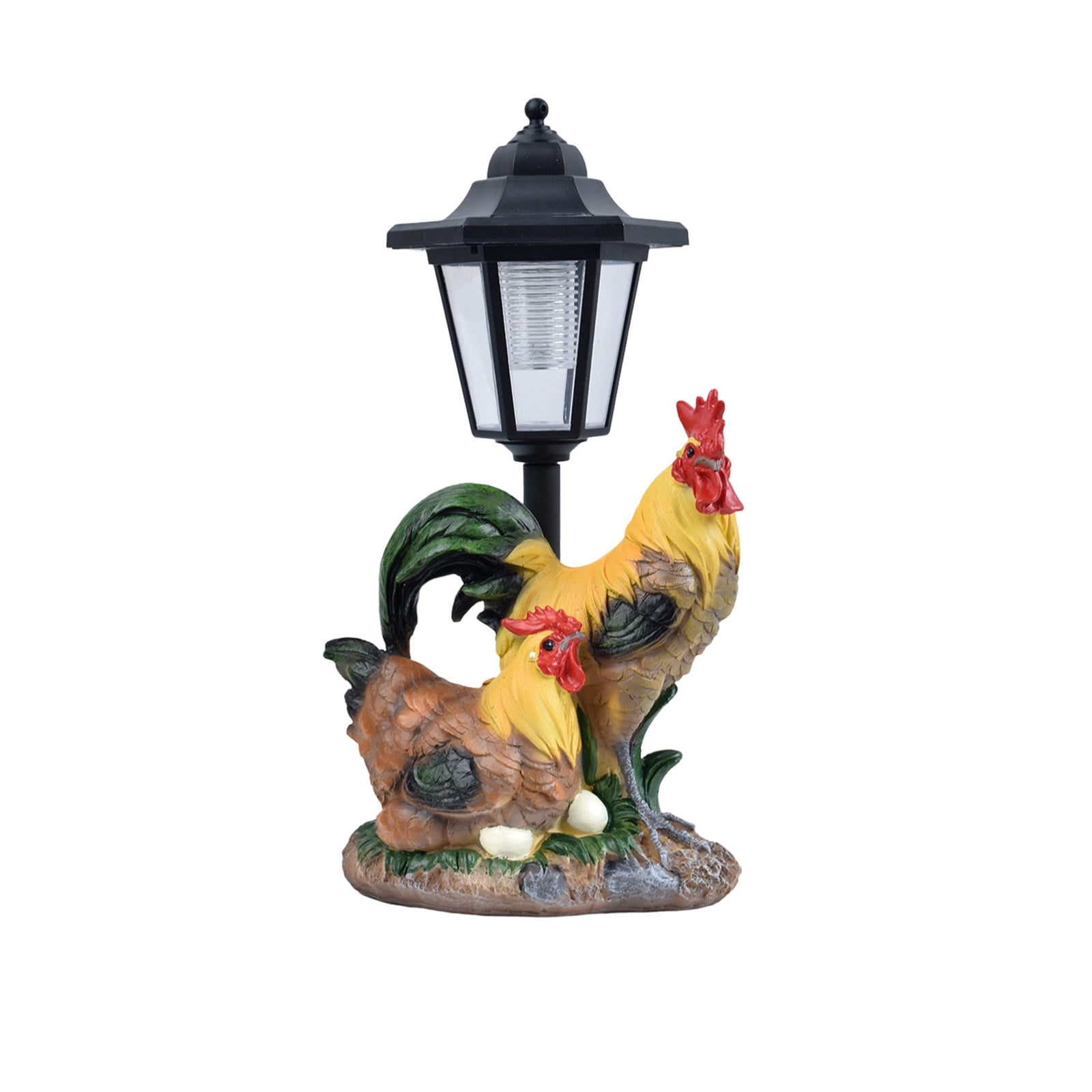 Outdoor Waterproof Solar Chicken Lamp, LED Illuminated Resin Statue, Couple Chicken Garden Light, Decor for Yard Pathway Patio Home Decoration