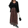 thumbnail image 5 of Women'S Leopard Print Skirt Y2k Goth High Waist Ruffled Pleated Flowy Long Skirts Black XL, 5 of 9