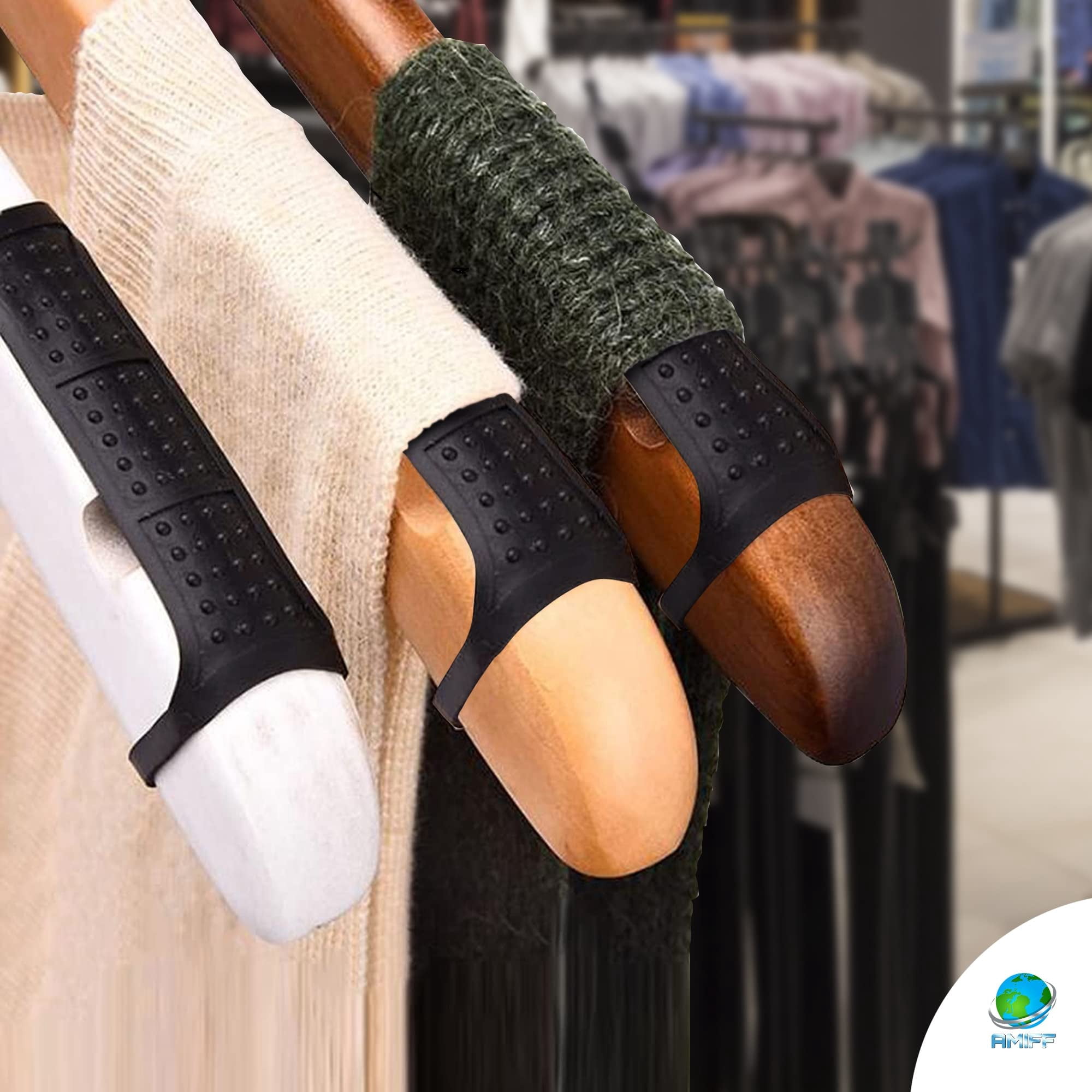 Black Clothes Hanger Grips. 10000 Pack of Non-Marking Silicone Non Slip Rubber Hanger Grips. Durable Nonslip Hanger Strips. Elastic and Light Clothing Hanger Strips with Dotted Surface
