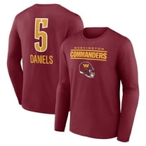 Men's Jayden Daniels Burgundy Washington Commanders Name & Number Team Wordmark Long Sleeve T-Shirt
