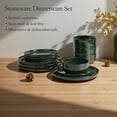 thumbnail image 3 of Onader Dinnerware Sets for 4, 12 Pieces Reactive Glaze Plates and Bowls Sets, Elegant Dishes with Rustic Terracotta Base - Green, 3 of 7