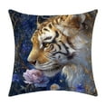 thumbnail image 3 of Lunxisen 3 Pcs Tiger Head Print Pillow Cover Decorative Colorful Animal Pillow Case Flowers Cushion Cover Pillowcase for Couch Bed Living Room Blue, 3 of 9