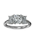 thumbnail image 1 of 1.20 Carat Excellent Cushion Cut Real Diamond New Design Three Stone Ring for Wedding Solid 18K White Gold Size 11, 1 of 1