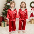 thumbnail image 2 of Jkety Satin Christmas Pjs Women Satin Family Christmas Pajamas Set Soft Button Down Holiday Sleepwear Matching PJs for Couple Men Women Jammies Party, 2 of 7
