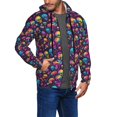 thumbnail image 2 of Goofa rainbow color mushroom Skull Pattern Mens Full-zip Hoodie, Zip-up Pullover Hooded Sweatshirt, Kangaroo Pocket Hoodie Ideal for Daily Wear, Travel, and Home-Small, 2 of 5