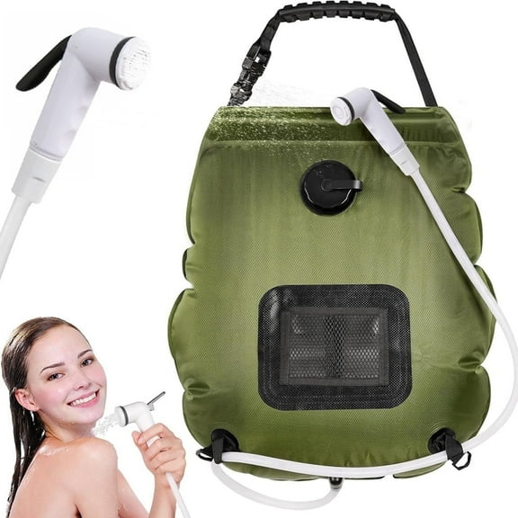 Portable Solar Heating Camping Shower Bag - 5 Gallon/20L Outdoor Shower with Upgraded Hose & On/Off Shower Head, Temperature Indicator for Hiking, Backpacking & Travel