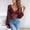 Medium Purplish Red, variant on New European and American Style Women's Burgundy Floral Lace Long Puff Sleeve Corset Bodysuit Deep V Neck Sheer Mesh Fitted Shapewear Top