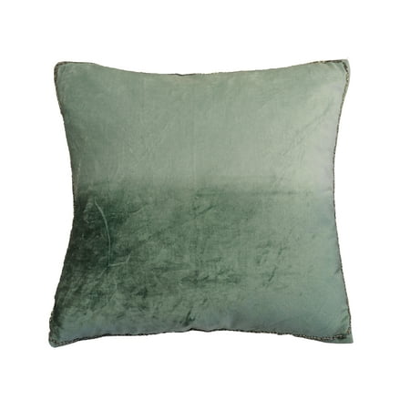 Edge Pillow - AM Home Seafoam Ombre Velvet Pillow With Beads Edge, Feather Insert, 20