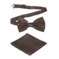 thumbnail image 1 of Pajarita para hombres, pajaritas ajustables con pañuelo de bolsillo, conjuntos de pajaritas preatadas para bodas (Café oscuro), 1 of 6