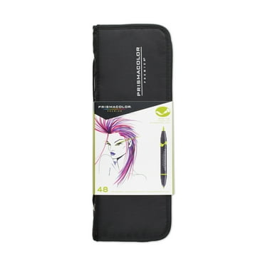 Prismacolor Premier Double-Ended Art Markers, Fine and Brush Tip, Assorted Colors, 48 Count with Carrying Case