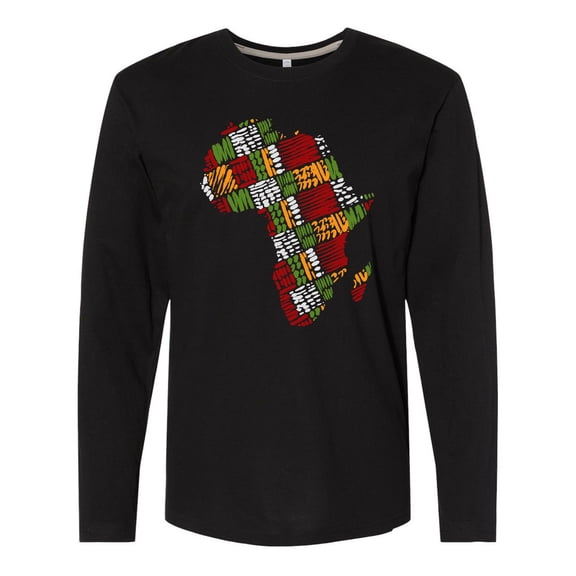 Inktastic Black History Month Africa in Handmade Textile Fabric Long Sleeve T-Shirt