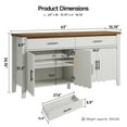 thumbnail image 3 of Onbrill Buffet Cabinet with Drawers, 63" Large Sideboard Buffet Storage Cabinet with Shelves and Doors, Modern Farmhouse Coffee Bar Station Wood Kitchen Table for Kitchen, Dining Room, White, 3 of 13