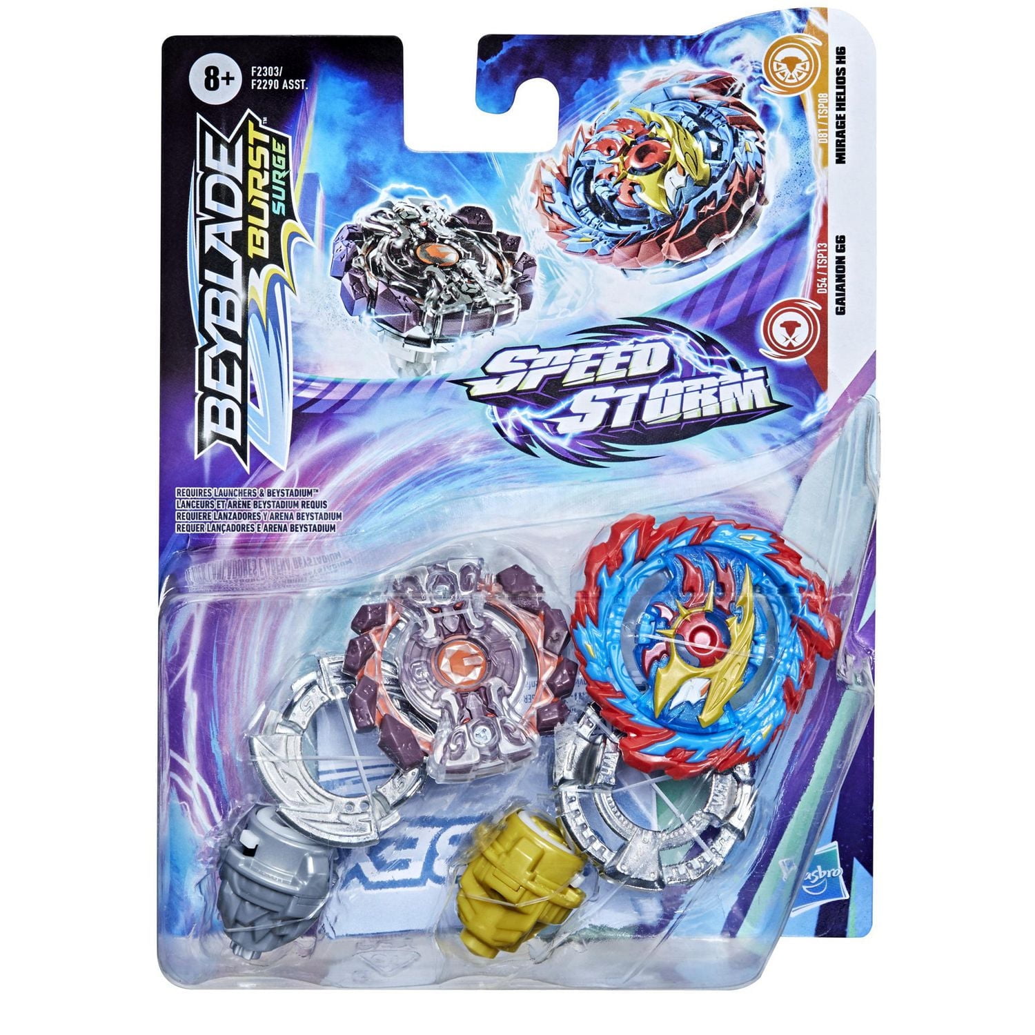Beyblade Burst Surge Speedstorm Mirage Helios H6 and Gaianon G6 Spinning Top Dual Pack -- 2 Battling Game Top Toy for Kids Ages 8 and Up