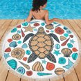 thumbnail image 1 of Turtle Seashells Starfish White Circle Beach Towel, 1 of 3