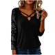 thumbnail image 2 of Xuyuer Women's Sequined Patchwork Long Sleeve V-Neck Top, Glamorous Evening Blouse for Parties, Holiday Events and Special Occasion Statement Outfits, 2 of 8